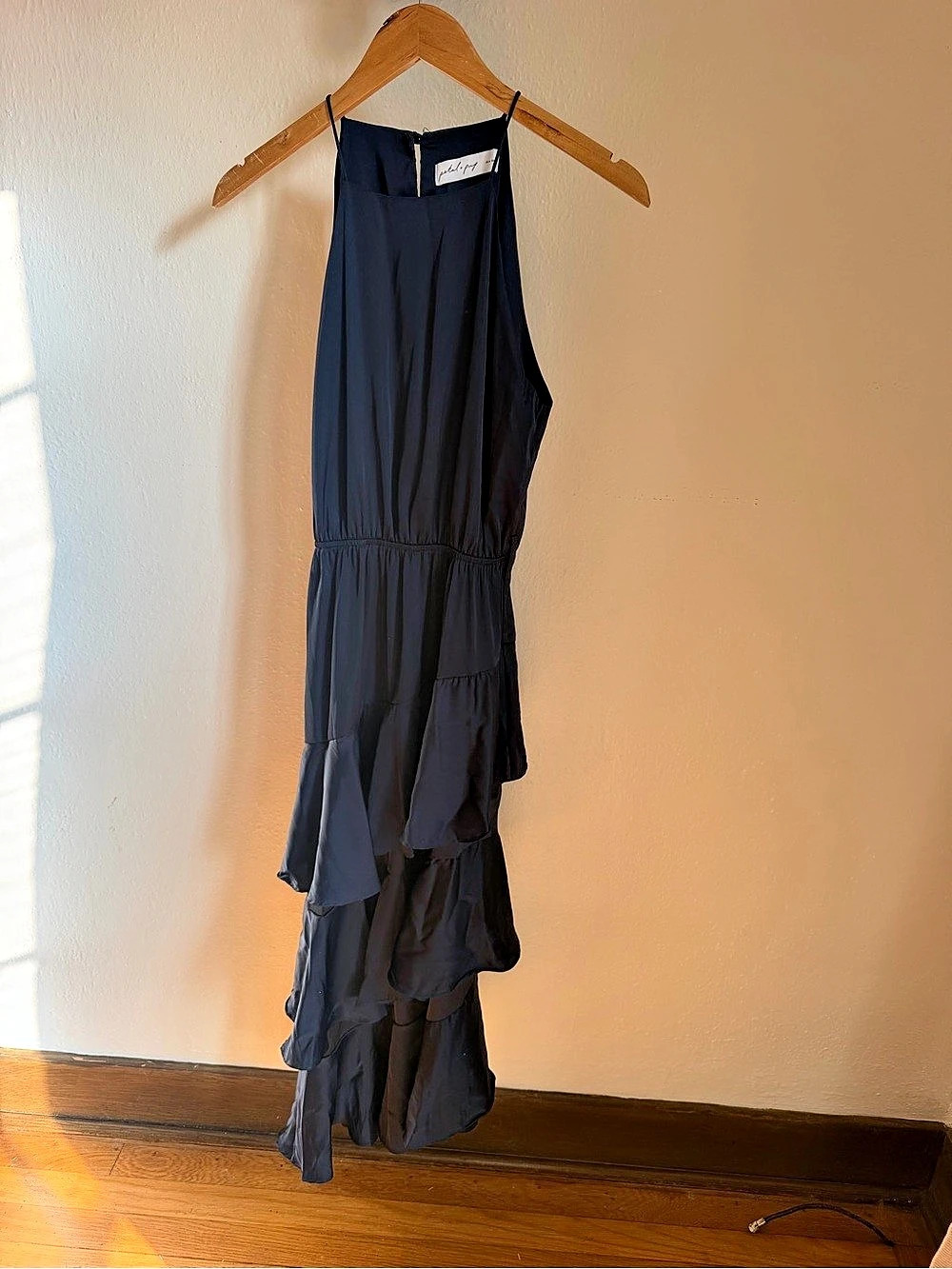Petal + Pup Frances Halter Neck Tiered Tulle Gown Blue Size 4